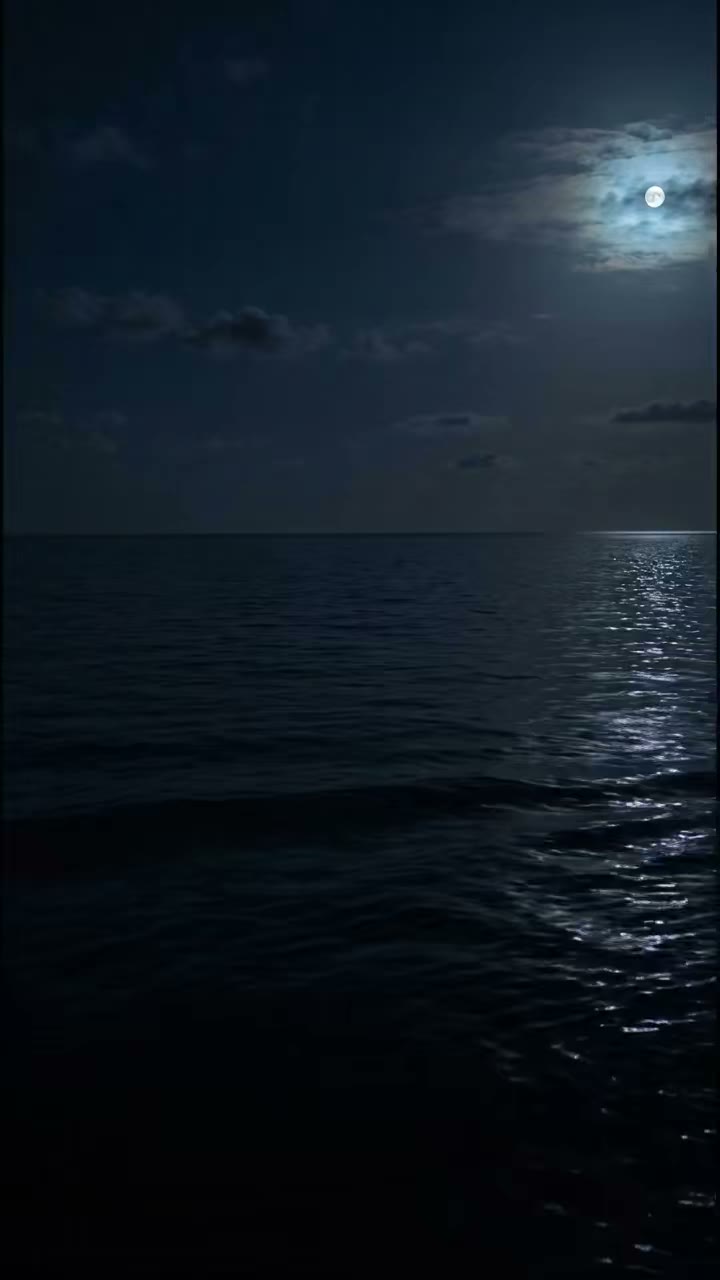 Moon over a dark ocean